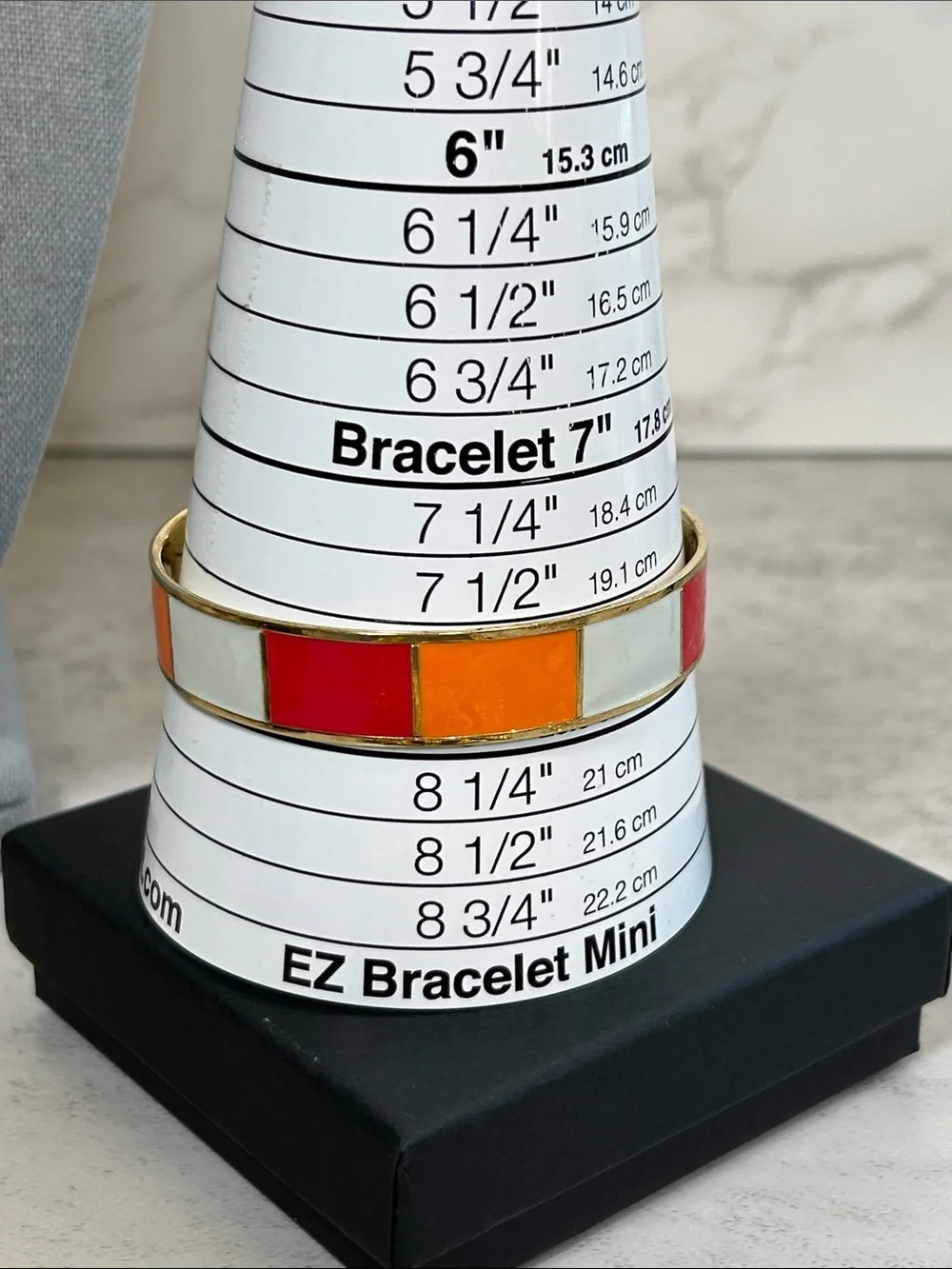 J. Crew Gold-Tone Enamel Bangle in Orange, Red, White - Picture 5 of 5